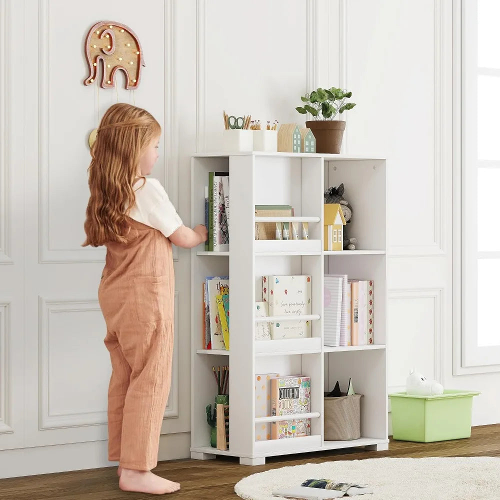 Wooden Kids Bookcase with 6 Cube Storage