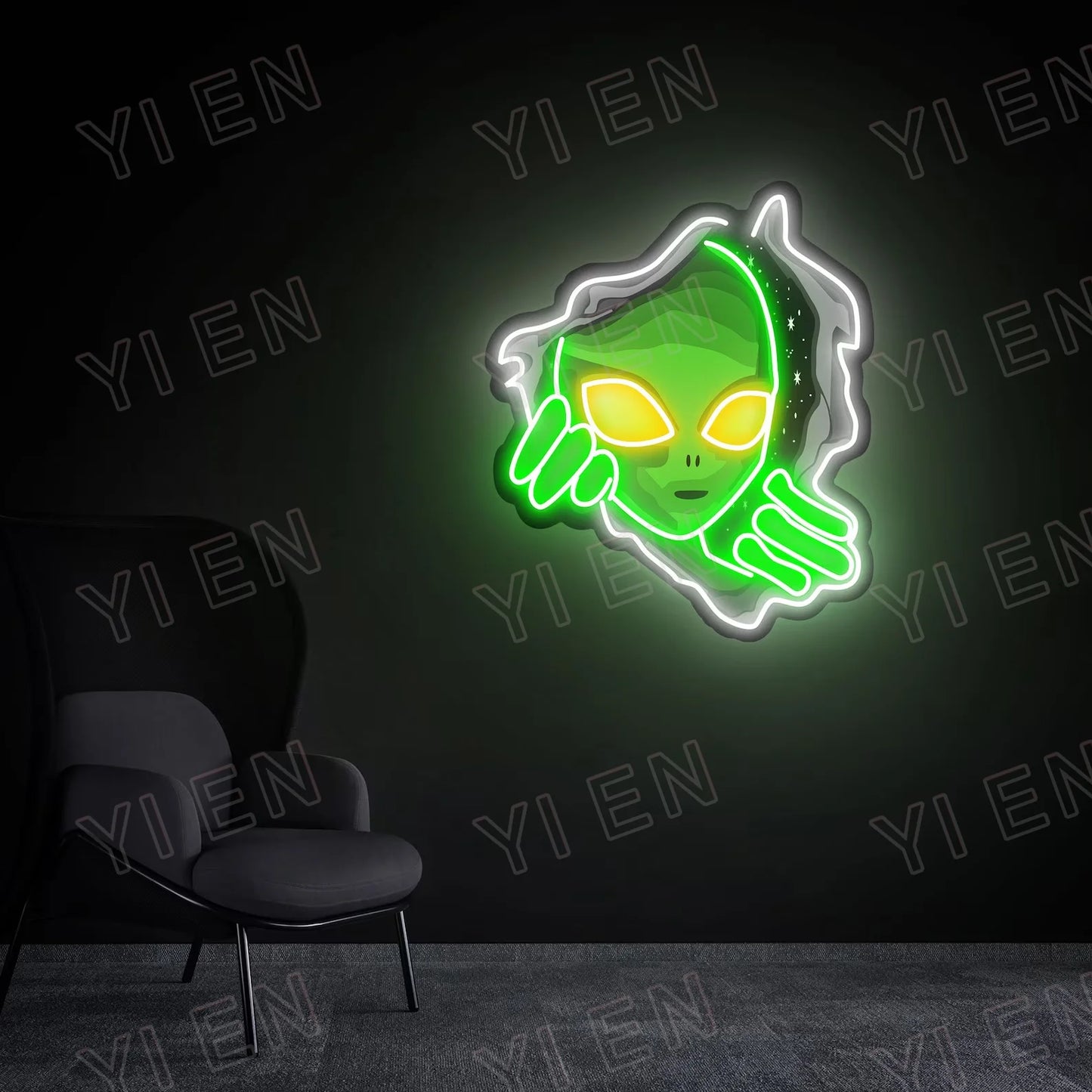 Alien Neon Sign with UV Print Acrylic Board