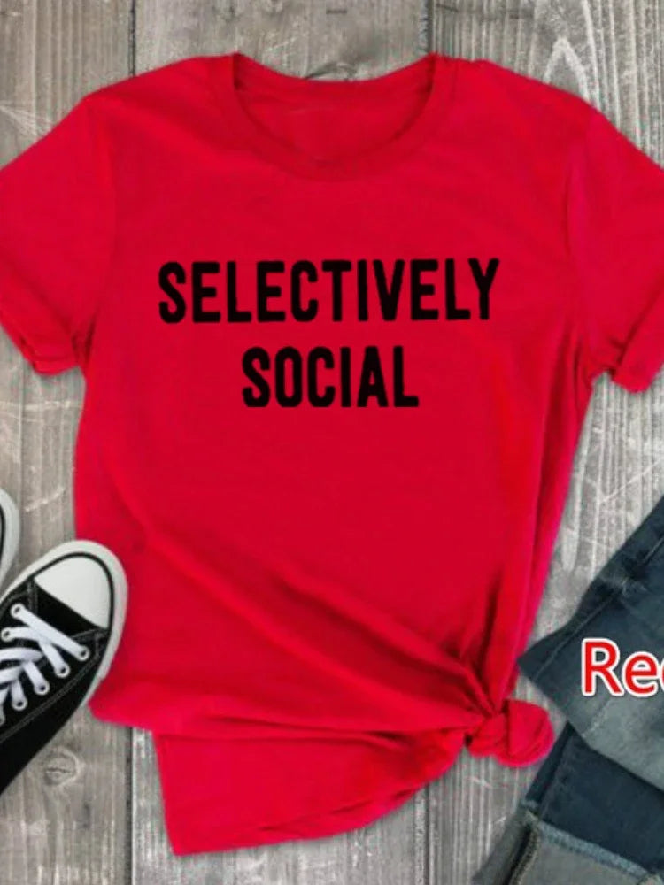 SELECTIVELY SOCIAL Letter Print T-Shirt