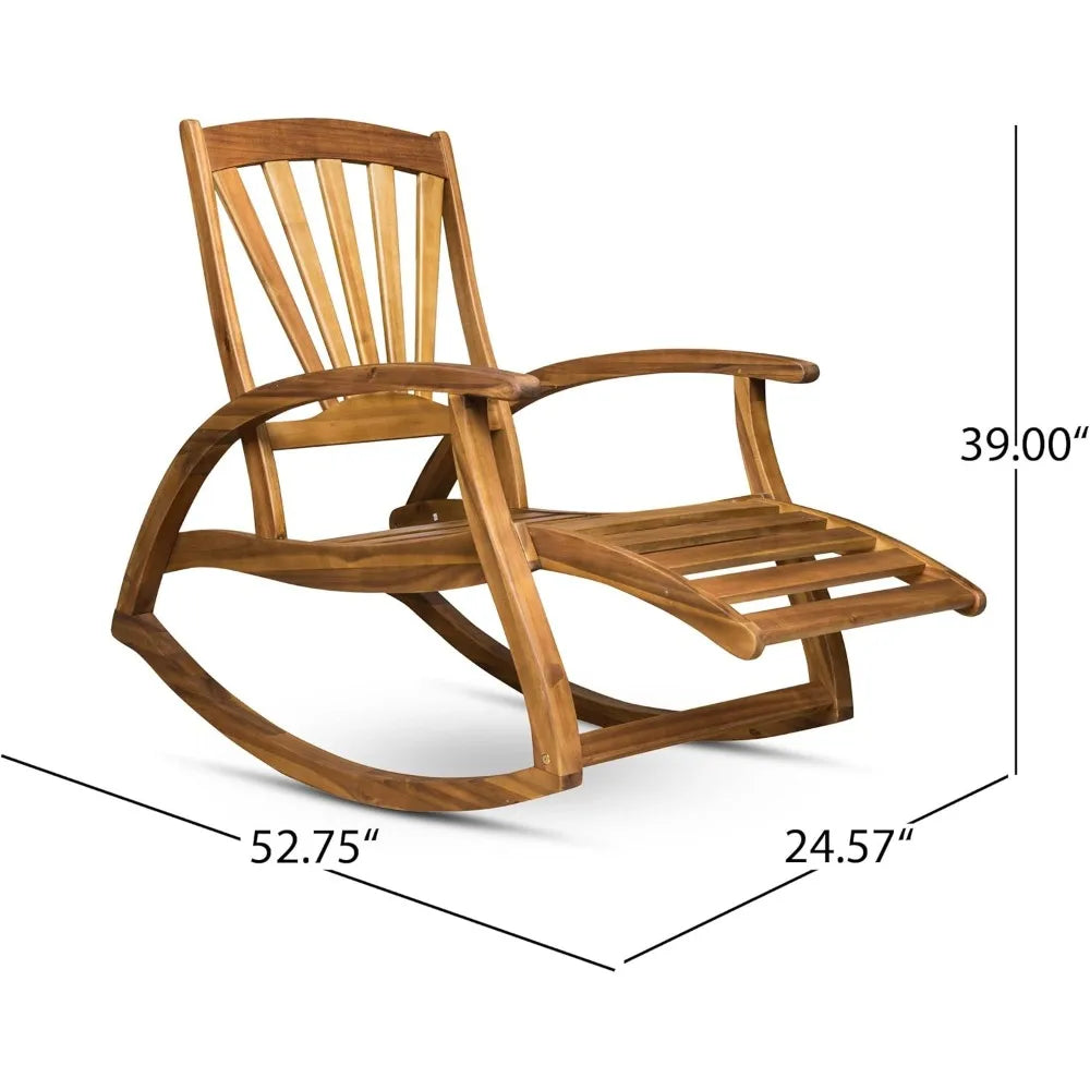 Wooden Rocking Chair with Footrest (Teak Finish)