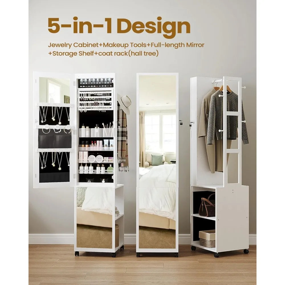 64.8" Jewelry Organizer with LED-Storage and Garment Rack