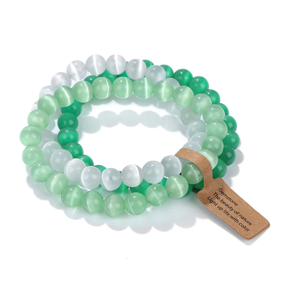 Juego de 3 pulseras de piedra natural surtidas