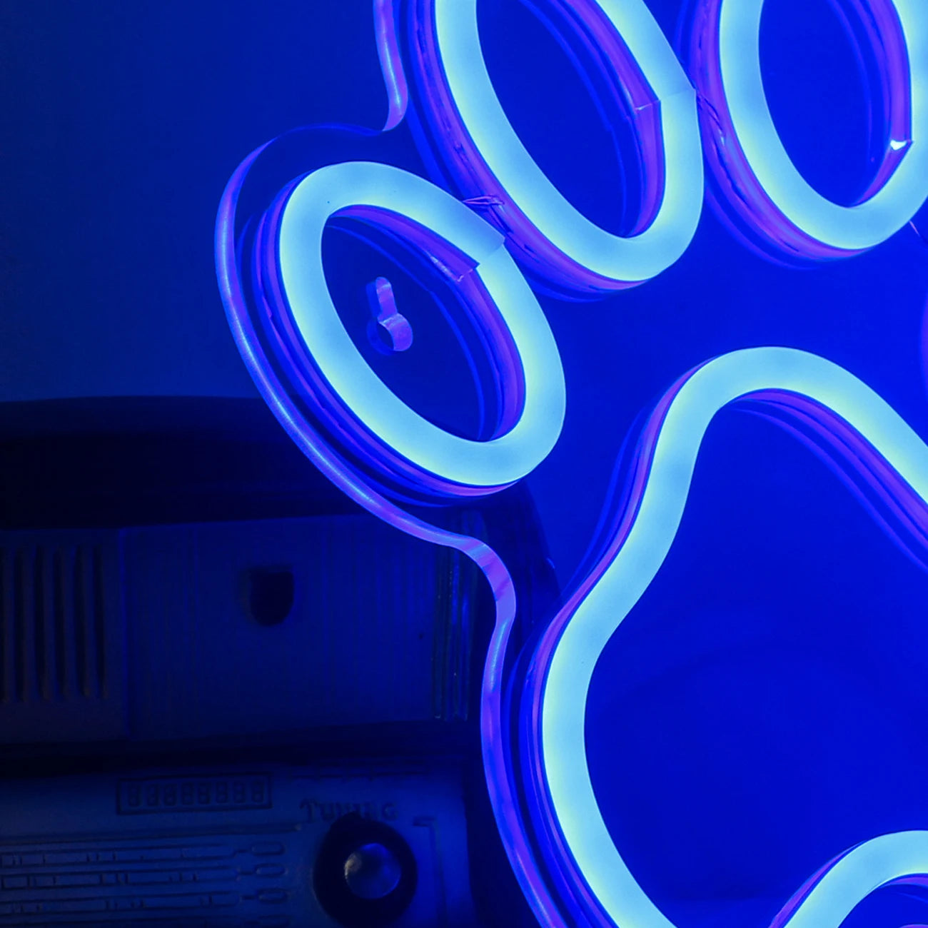 Neon Paw Print Sign