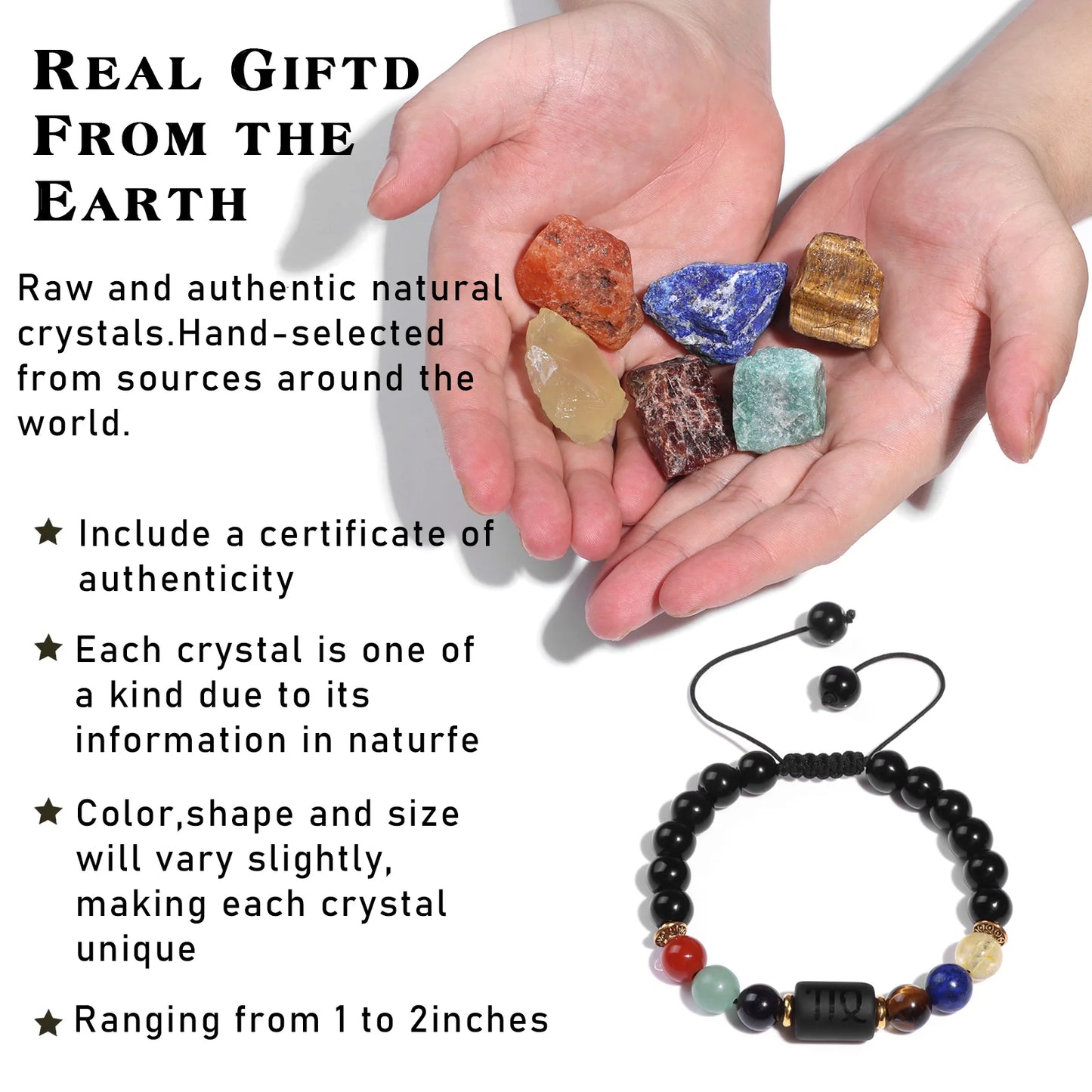 Natural Stone Gift Box Set With Adjustable Zodiac Sign Bracelets