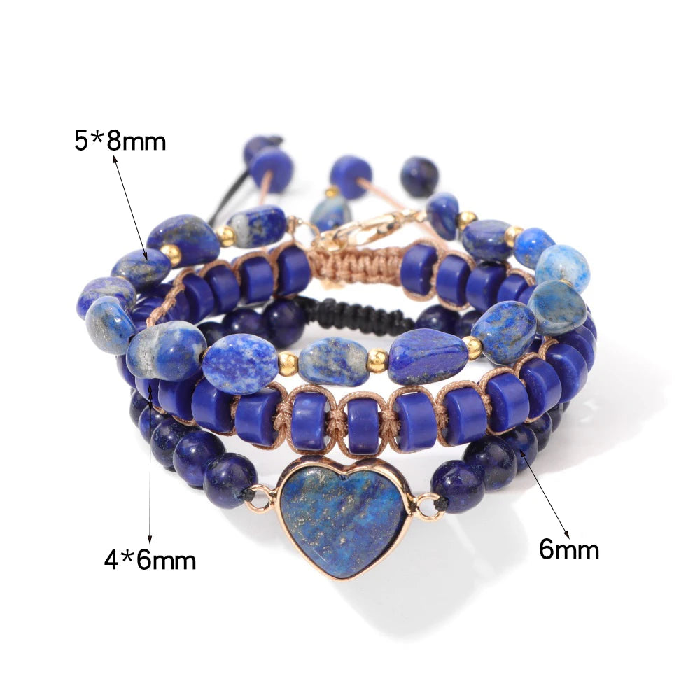 Ensembles de bracelets en pierre naturelle et corde tressée assortis