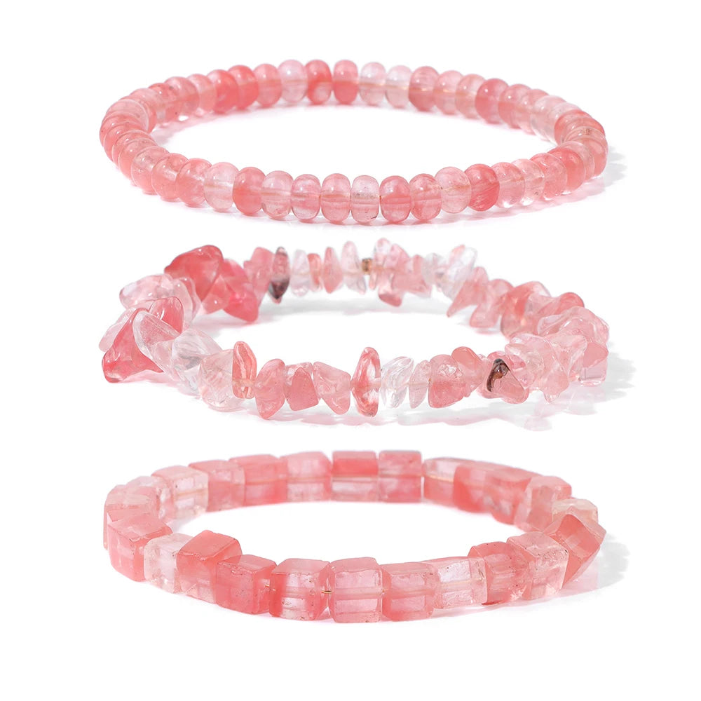 Conjunto de 3 pulseras de cuentas de piedra natural de varias formas variadas