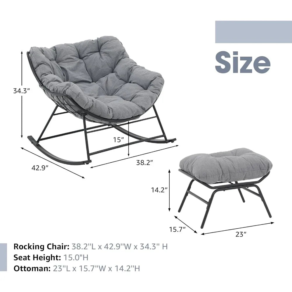 Comfy & Casual Rocking Chair with Ottoman