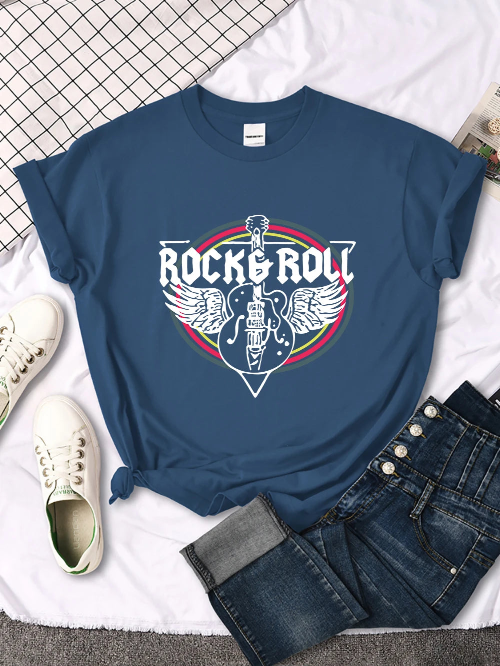 Rock Roll Electric Guitar Printed T-Shirt