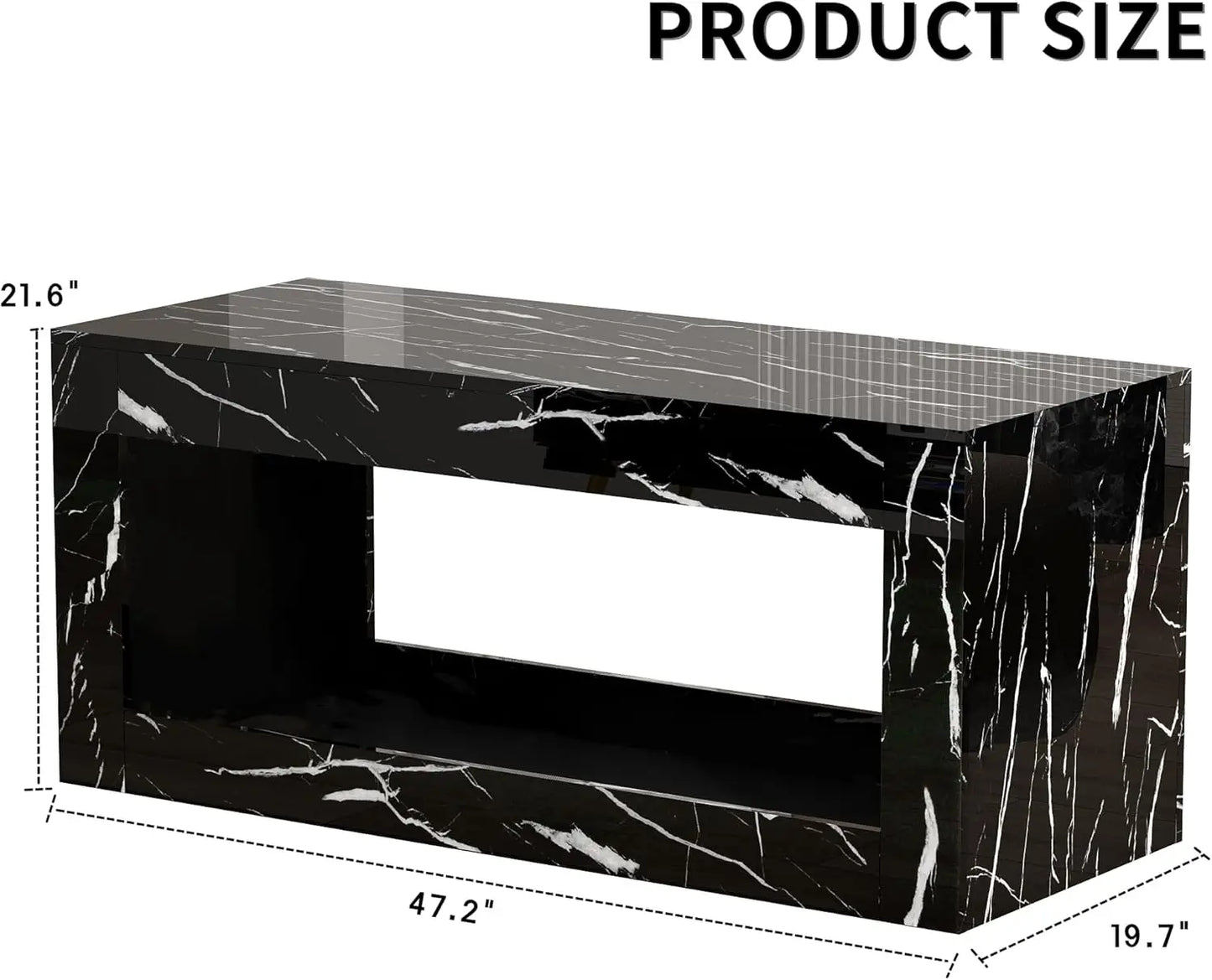 47.2 in LED Modern High Gloss Coffee Table