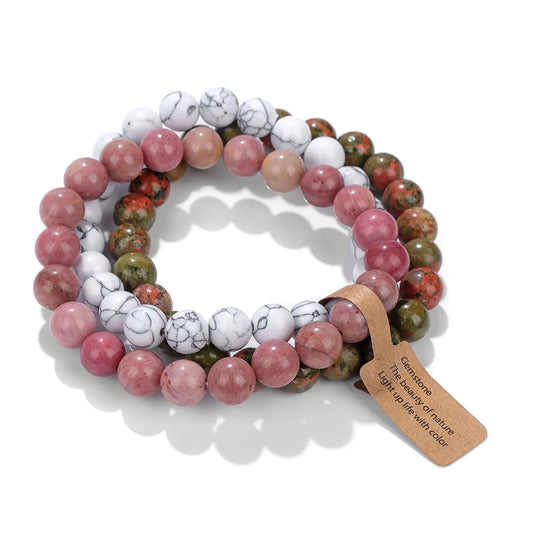 Assorted 3Pcs/Set Natural Stone Bracelets