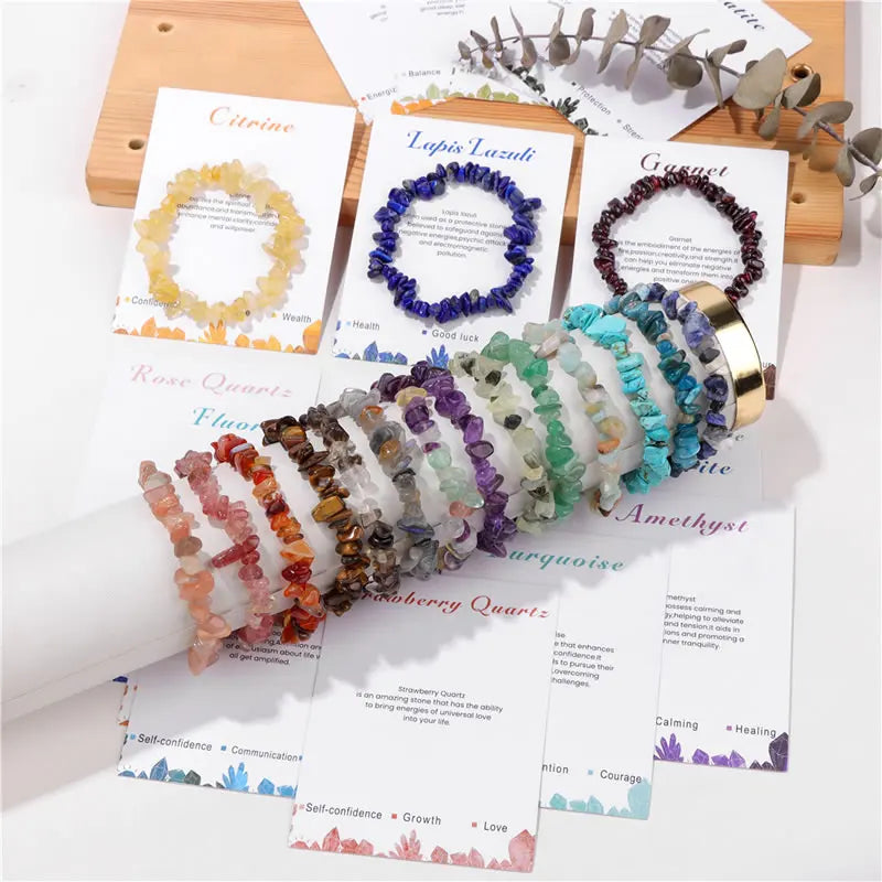 Natural Stone Irregular Gravel Crystal Elastic Bracelets