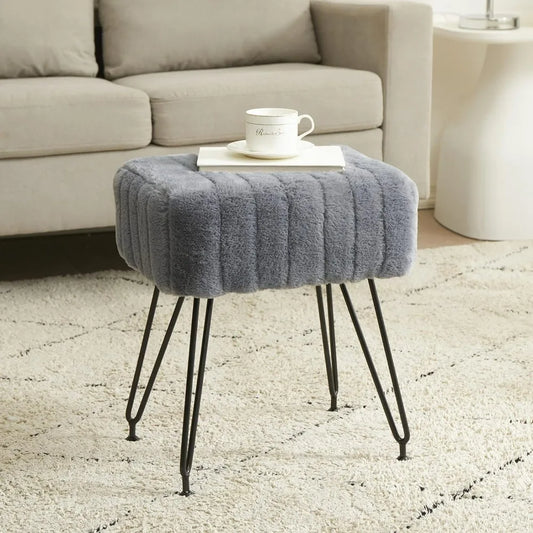 Faux Fur Vanity Stool