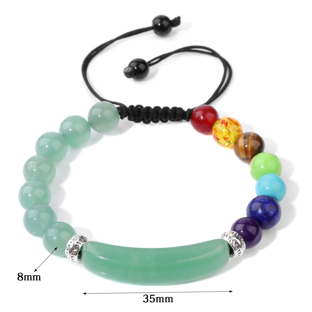 Pulseras de cuerda con cuentas de piedra natural de los 7 chakras surtidas