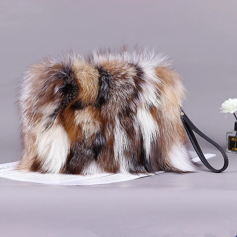 Fox Fur Adjustable Cross Body Bags