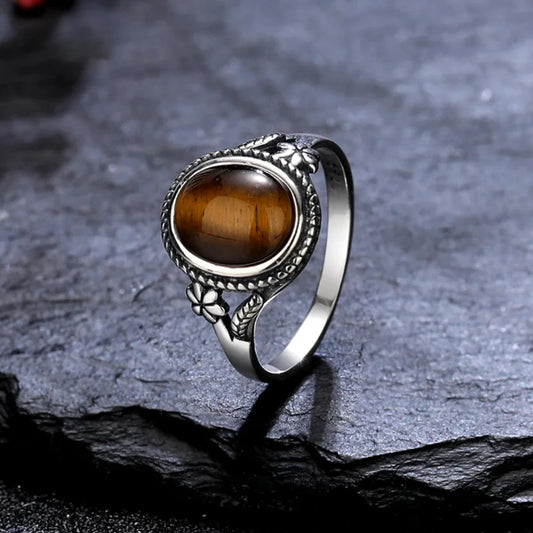 Natural 8*10MM Tiger's Eye Stone Ring