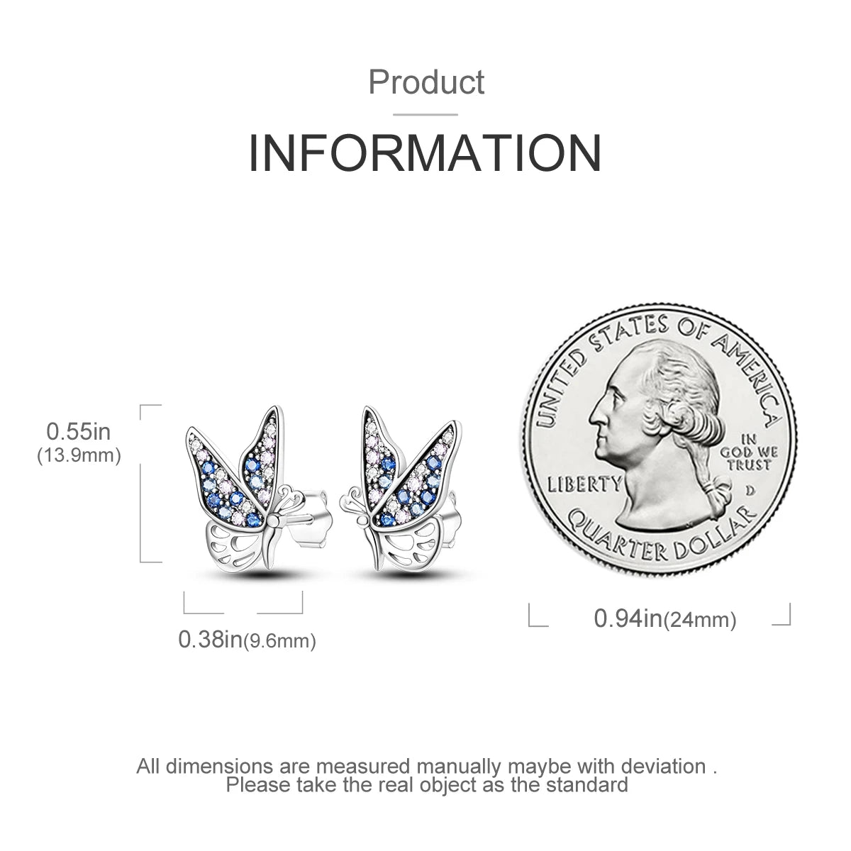 Blue Butterfly Stud Earrings