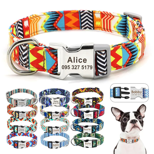 Personalized Nylon ID Collars With Engraved Name Buckle