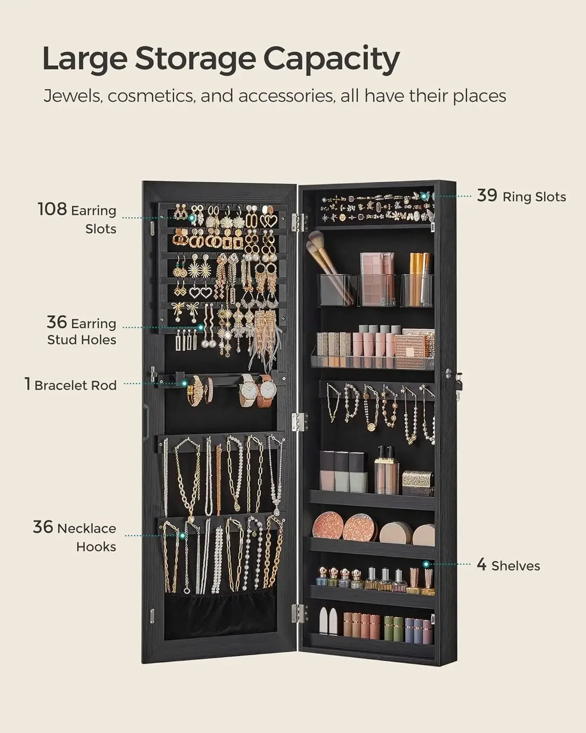 Mirror Jewelry Cabinet Armoire