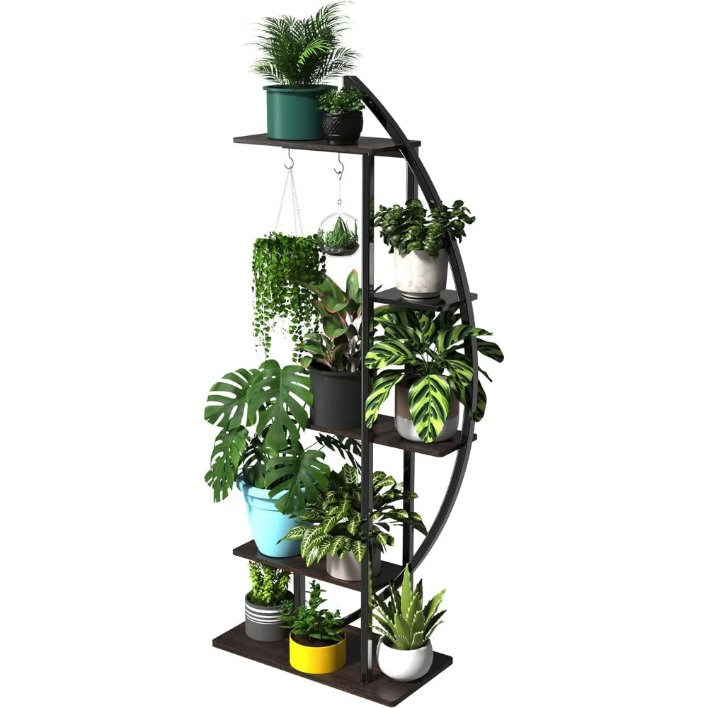 71" Metal Flower Stand With 4 Hanging Hooks