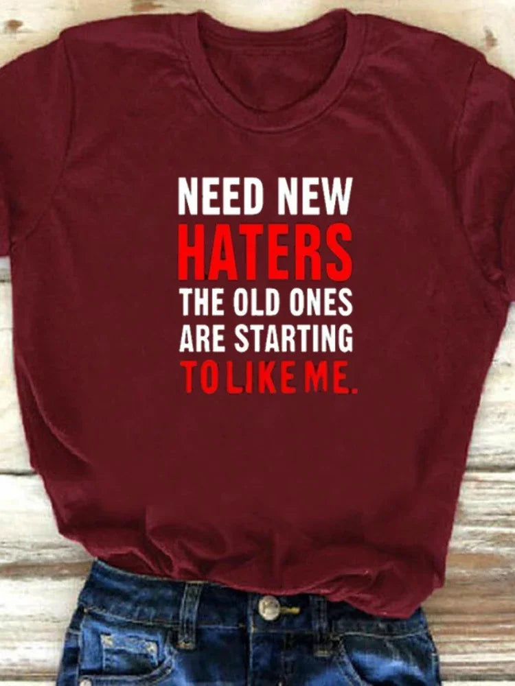 Need New Haters Letter Print T-Shirt