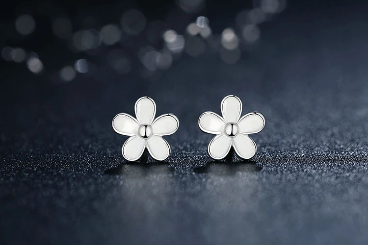 Sterling Silver Darling Daisy Stud Earrings With Clear CZ