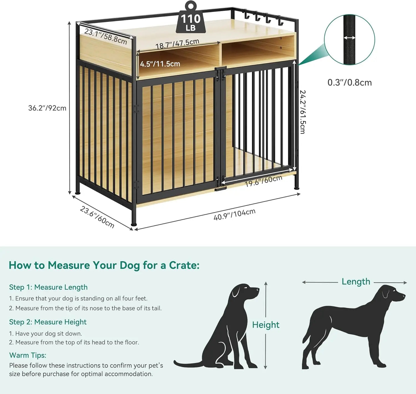 41" Heavy Duty Dog Kennel with 2 Drawers