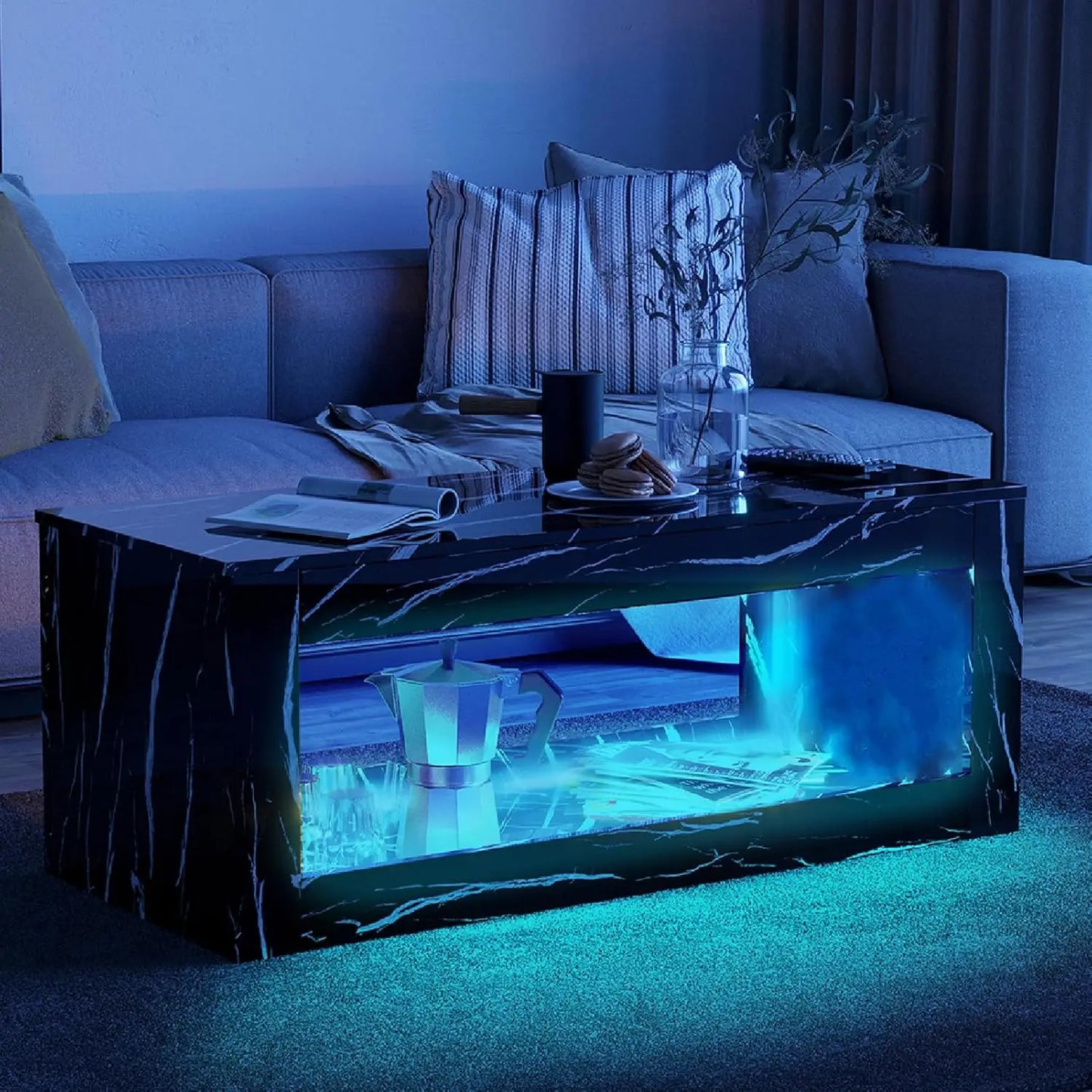 47.2 in LED Modern High Gloss Coffee Table