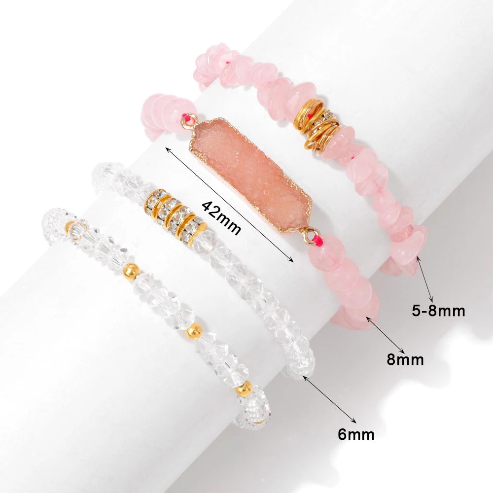 Assorted 4Pcs Natural Stone Beaded Bracelet Sets