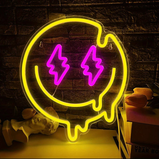 Melting Smiley Face Neon Sign