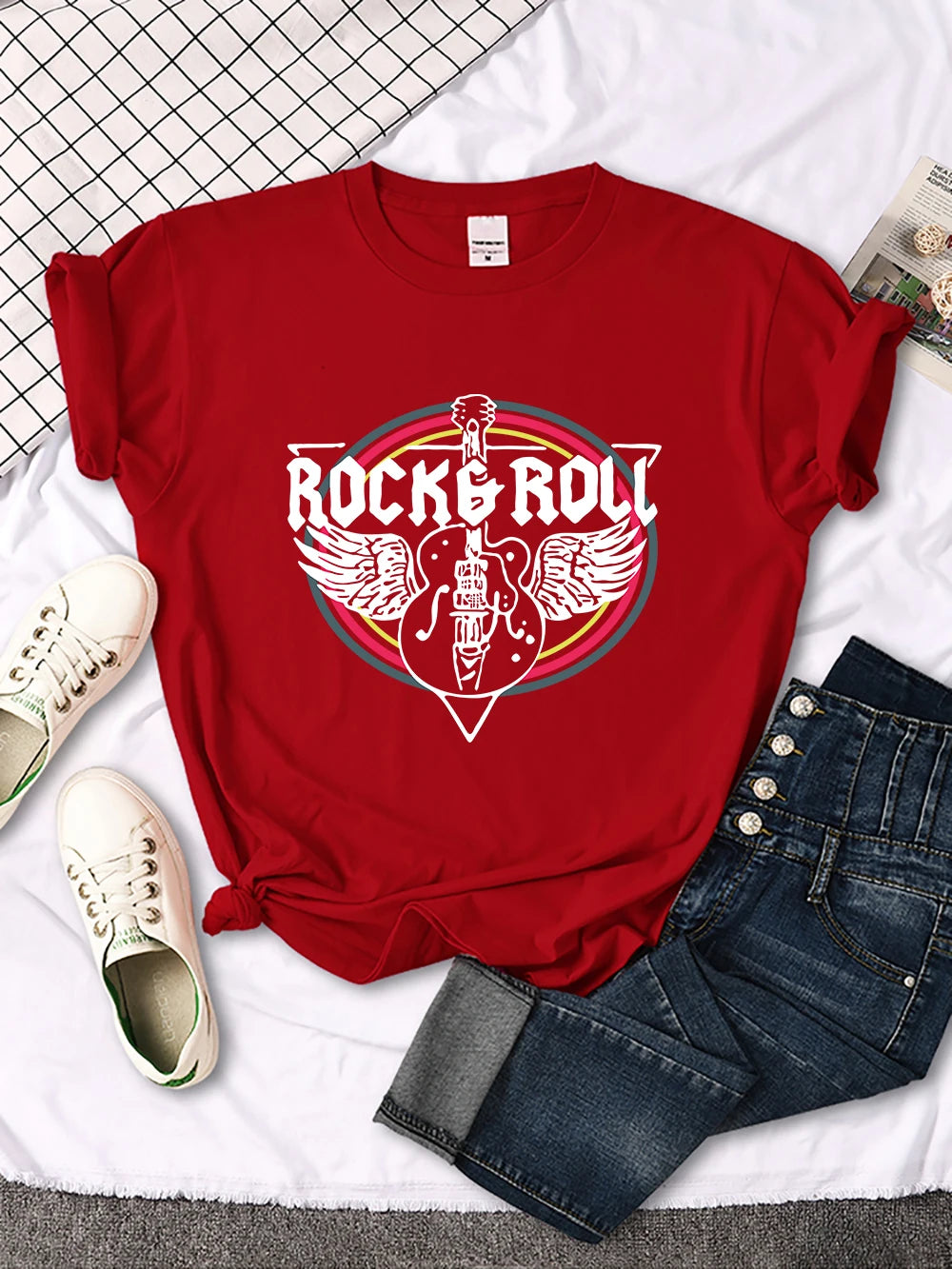 Rock Roll Electric Guitar Printed T-Shirt