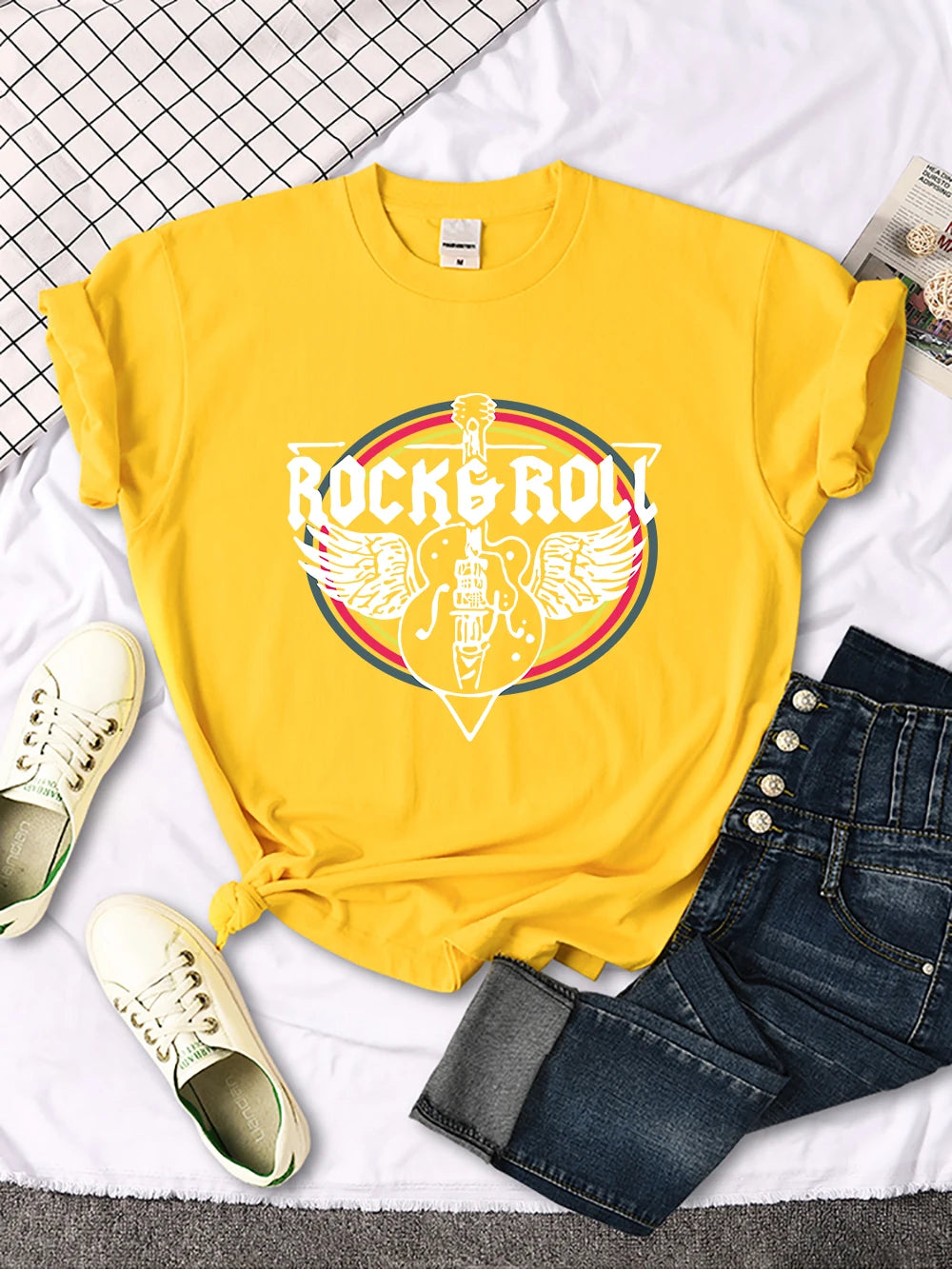 Rock Roll Electric Guitar Printed T-Shirt