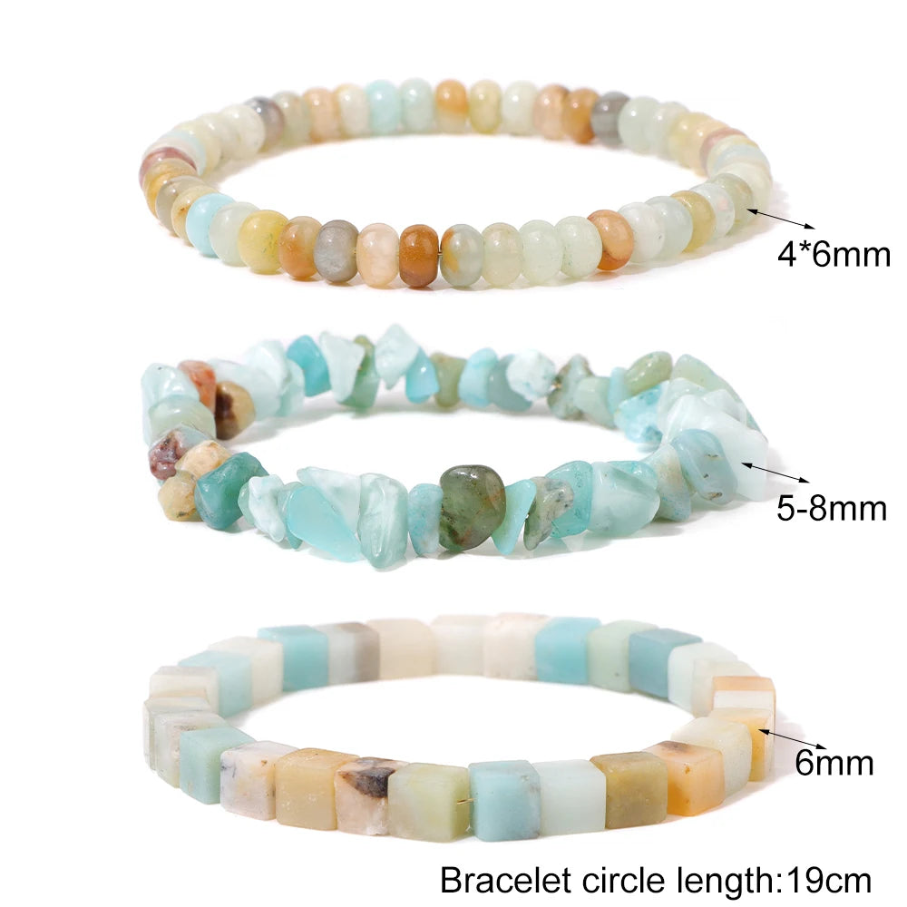 Conjunto de 3 pulseras de cuentas de piedra natural de varias formas variadas