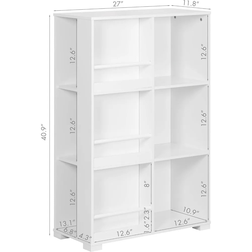 Wooden Kids Bookcase with 6 Cube Storage