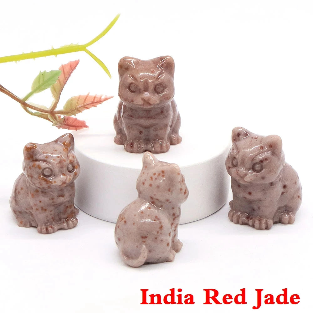 1.2" Natural Carved Cat Stones