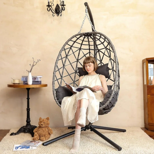 Patio Hanging Egg Chair with Stand