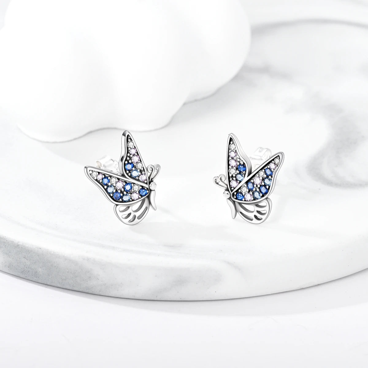 Blue Butterfly Stud Earrings