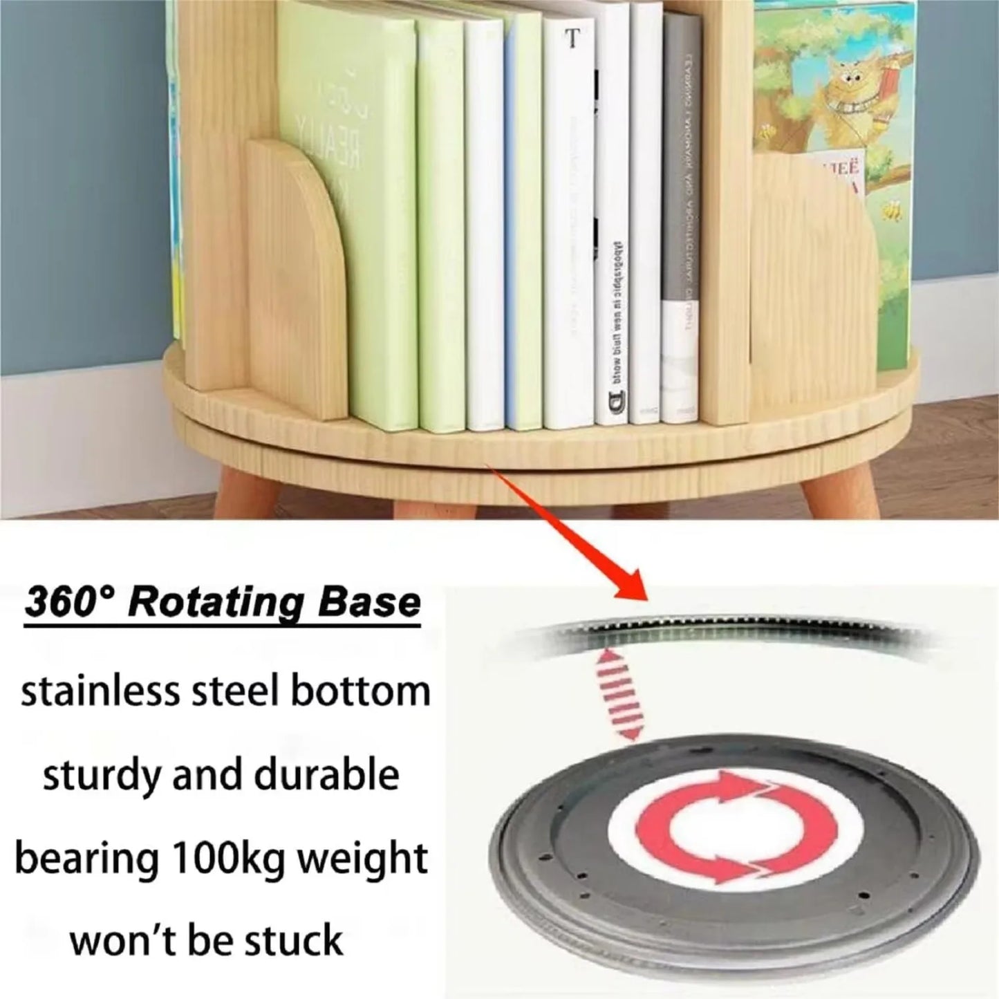 2 Tier Rotating Bookshelf with Legs