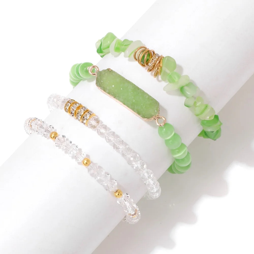 Assorted 4Pcs Natural Stone Beaded Bracelet Sets