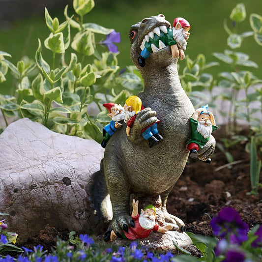 Garden Dinosaur Eating Gnome Statues