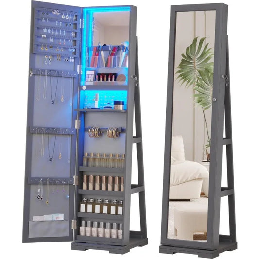 LED Jewelry Armoire with Full Length Mirror