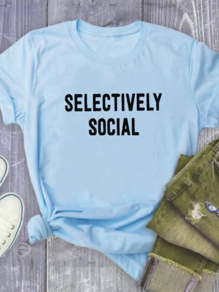 SELECTIVELY SOCIAL Letter Print T-Shirt