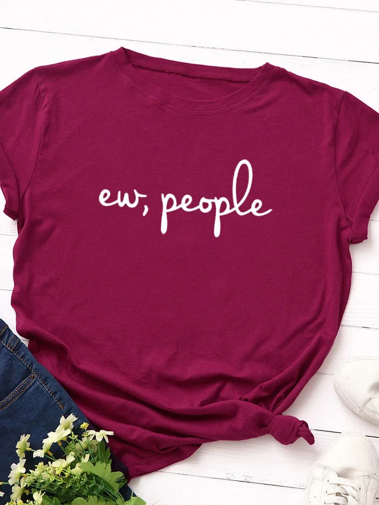 Ew People Letter Print T-Shirt