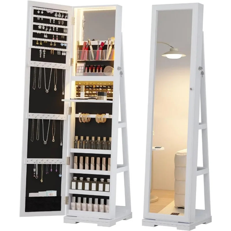 LED Jewelry Armoire with Full Length Mirror