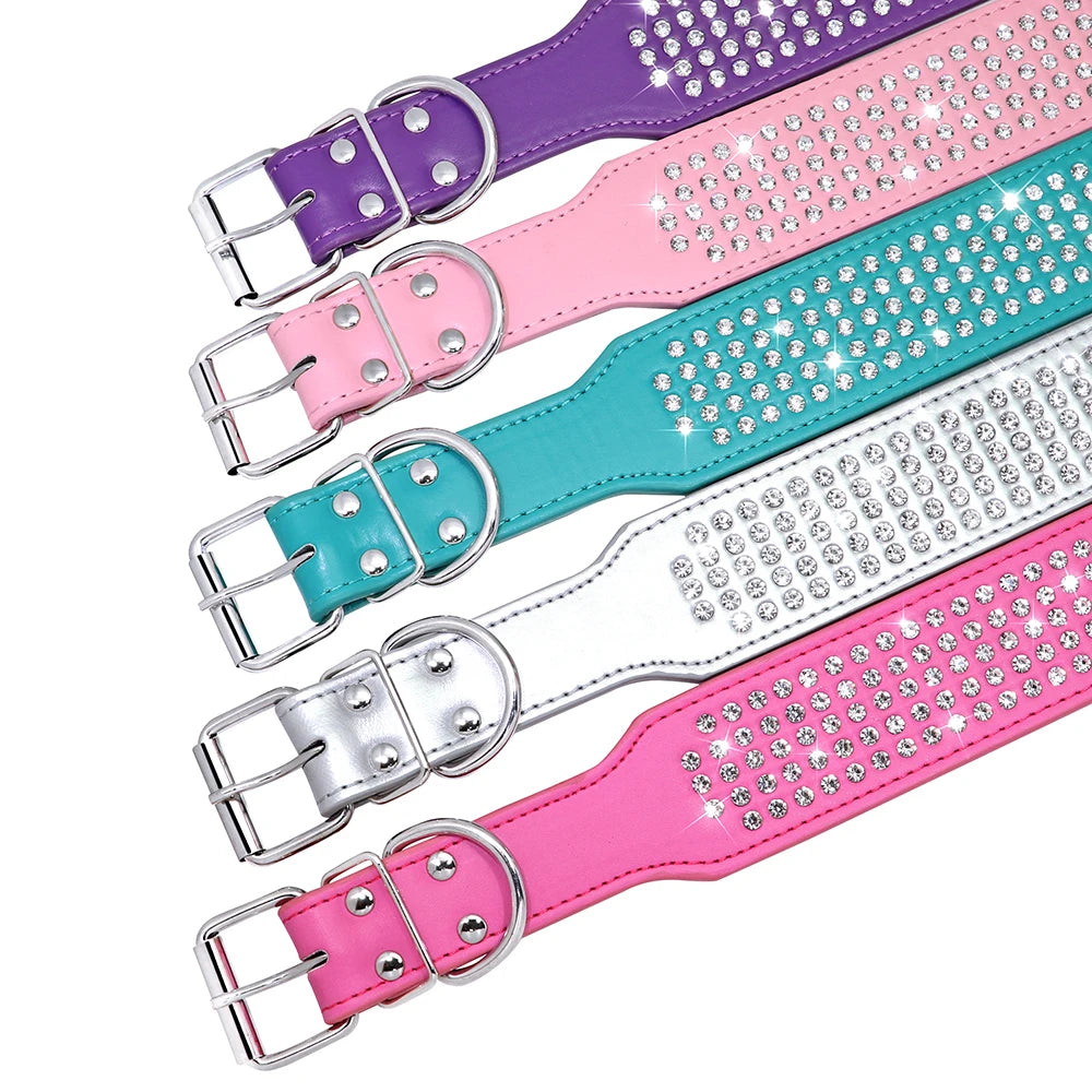 Rhinestone Wide Dog Collars