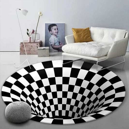 Black&White 3D Stereo Vision Area Rug