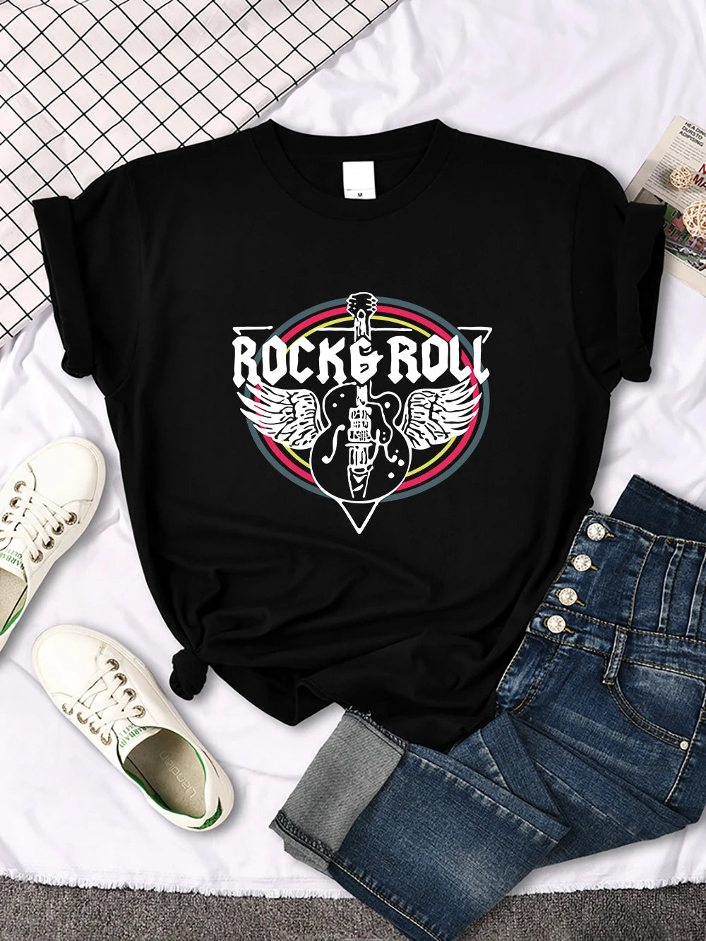 Rock Roll Electric Guitar Printed T-Shirt