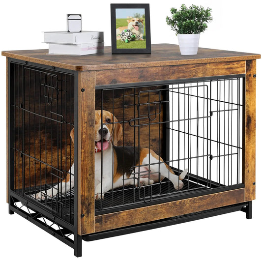 Wooden Side End Table Modern Dog Kennel