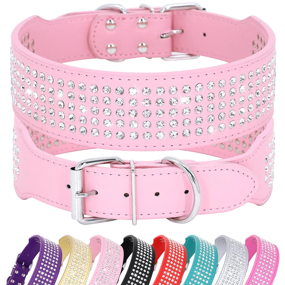 Rhinestone Wide Dog Collars