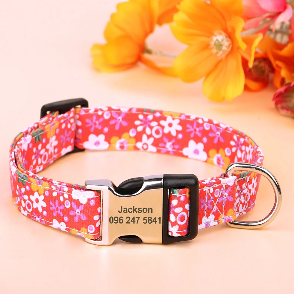 Floral Printed Custom Dog Collars