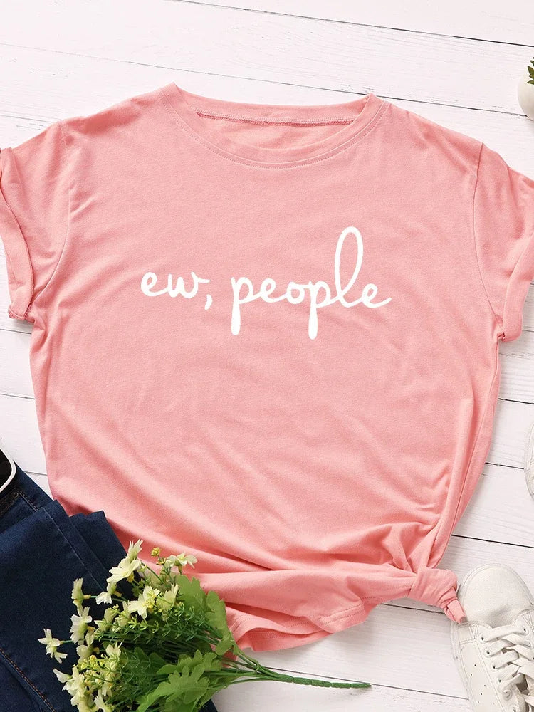 Ew People Letter Print T-Shirt